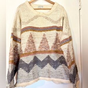 Vintage 90s Allen Wah Pullover Textured Knit Heavyweight Geometric Sweater XL